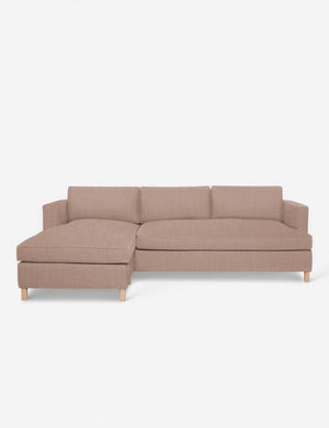 Belmont Apricot Linen left-facing sectional sofa by Ginny Macdonald with a curved back and oversized cushions