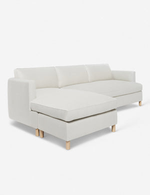 Angled view of the Belmont Natural Linen left-facing sectional sofa
