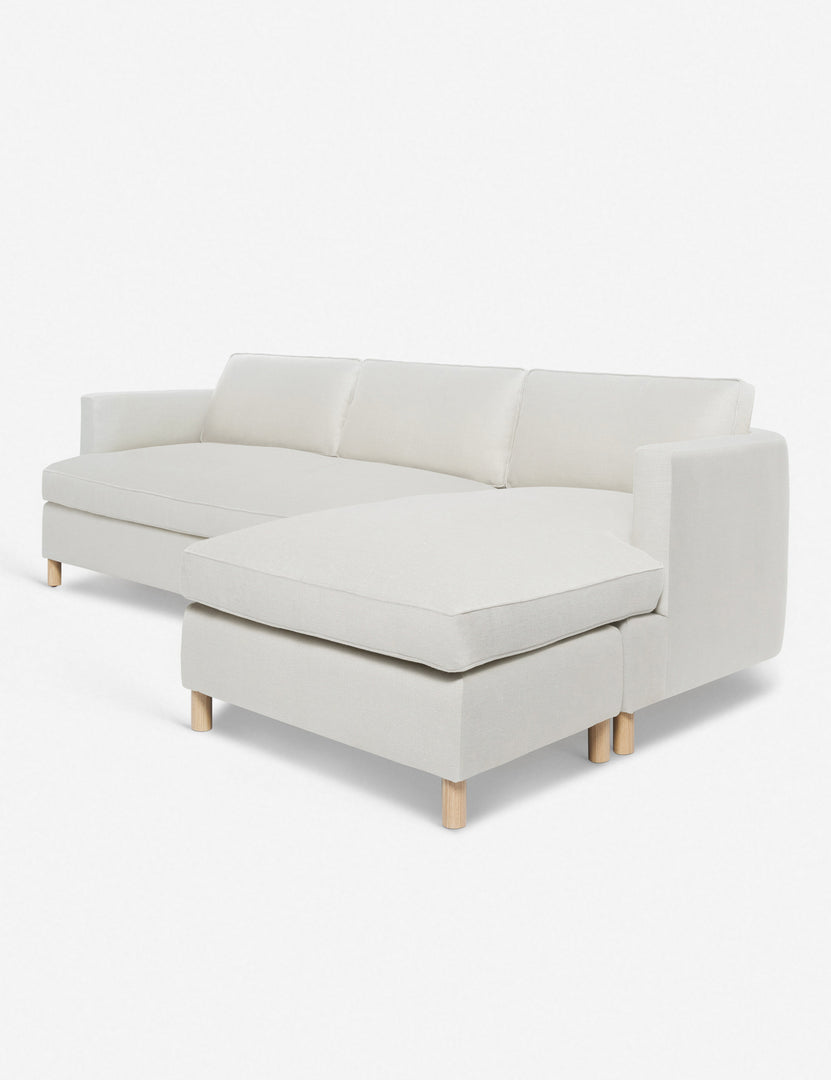 #color::natural #configuration::right-facing | Angled view of the Belmont Natural Linen right-facing sectional sofa
