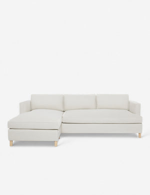 Belmont Natural Linen left-facing sectional sofa by Ginny Macdonald with a curved back and oversized cushions