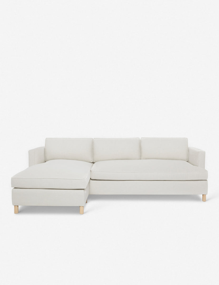 #color::natural #configuration::left-facing | Belmont Natural Linen left-facing sectional sofa by Ginny Macdonald with a curved back and oversized cushions