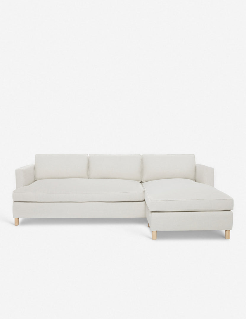 #color::natural #configuration::right-facing | Belmont Natural Linen right-facing sectional sofa by Ginny Macdonald with a curved back and oversized cushions