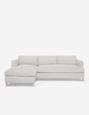 Belmont Taupe Boucle left-facing sectional sofa by Ginny Macdonald with a curved back and oversized cushions