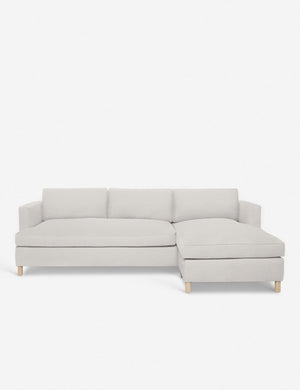 Belmont Taupe Boucle right-facing sectional sofa by Ginny Macdonald with a curved back and oversized cushions