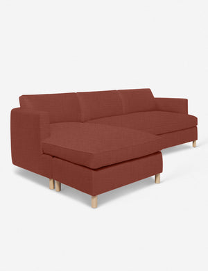 Angled view of the Belmont Terracotta Linen left-facing sectional sofa