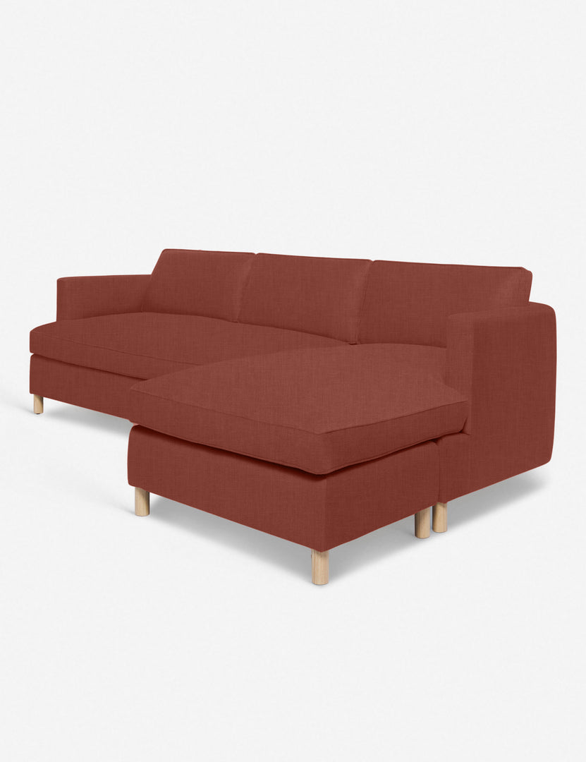 #color::terracotta-linen #configuration::right-facing | Angled view of the Belmont Terracotta Linen right-facing sectional sofa