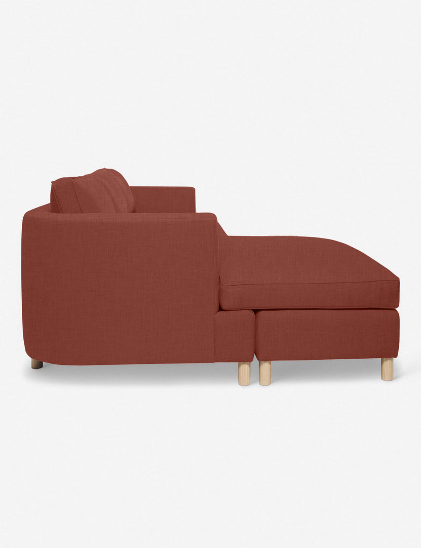 #color::terracotta-linen #configuration::left-facing | Right side Belmont Terracotta Linen left-facing sectional sofa