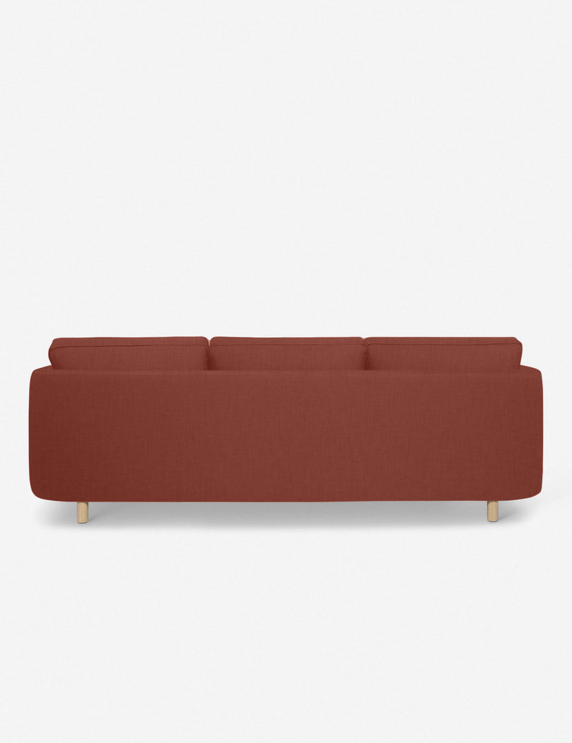 #color::terracotta-linen #configuration::left-facing | Back of the Belmont Terracotta Linen left-facing sectional sofa