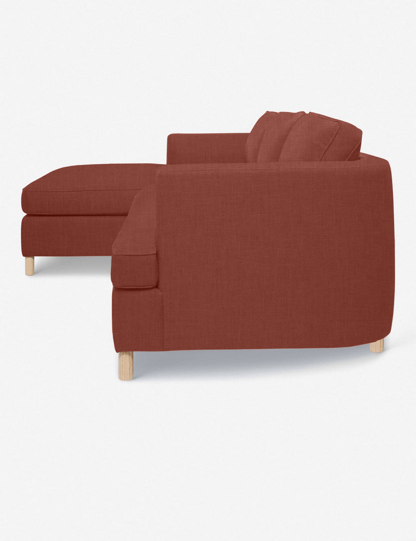 #color::terracotta-linen #configuration::left-facing | Left side Belmont Terracotta Linen left-facing sectional sofa
