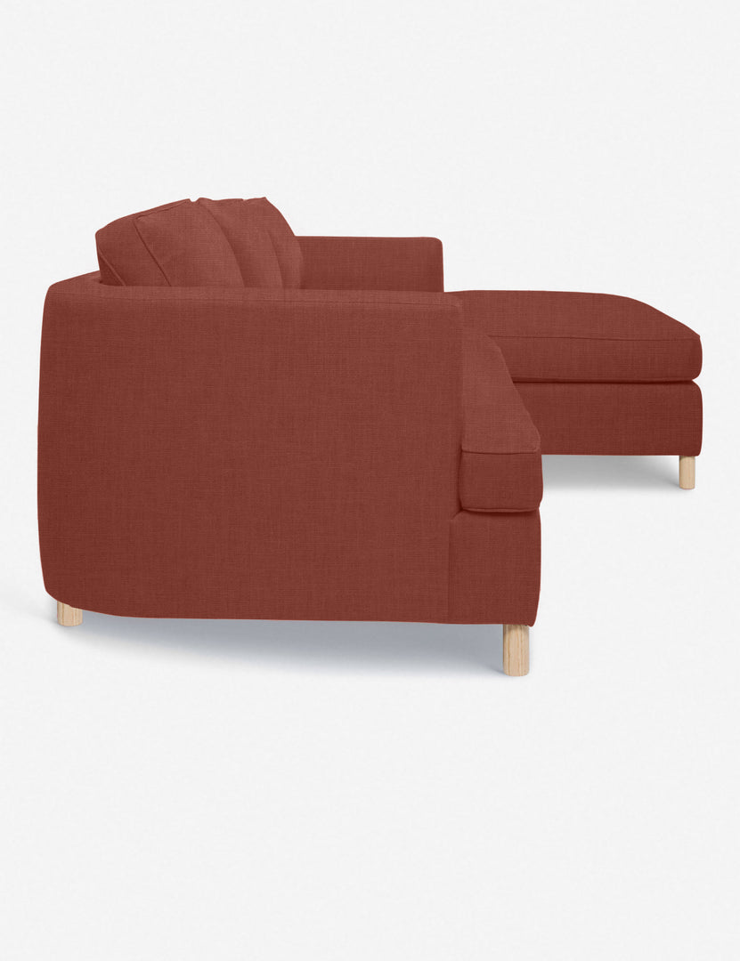 #color::terracotta-linen #configuration::right-facing | Right side Belmont Terracotta Linen right-facing sectional sofa