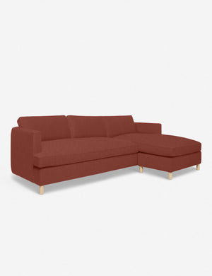 Angled view of the Belmont Terracotta Linen right-facing sectional sofa