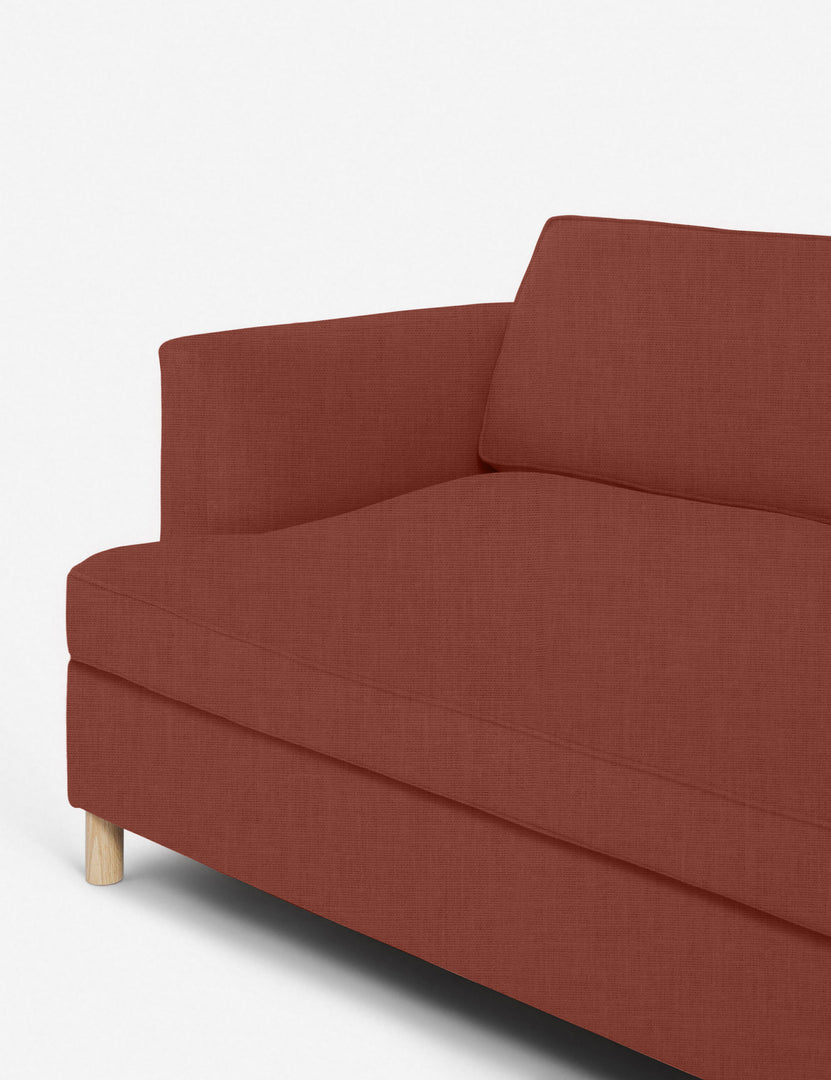 #color::terracotta-linen #configuration::right-facing  | Inner corner of the Belmont Terracotta Linen right-facing sectional sofa