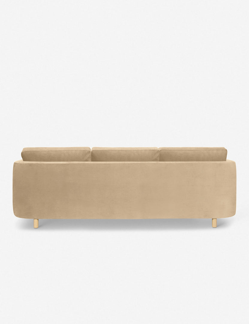 #color::brie-velvet #configuration::left-facing | Back of the Belmont Brie Beige Velvet left-facing sectional sofa