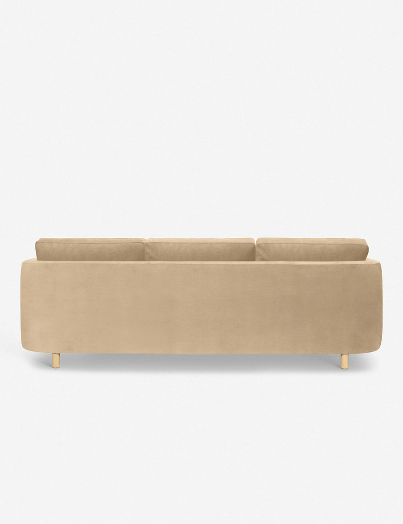 #color::brie-velvet #configuration::right-facing | Back of the Belmont Brie Beige Velvet right-facing sectional sofa