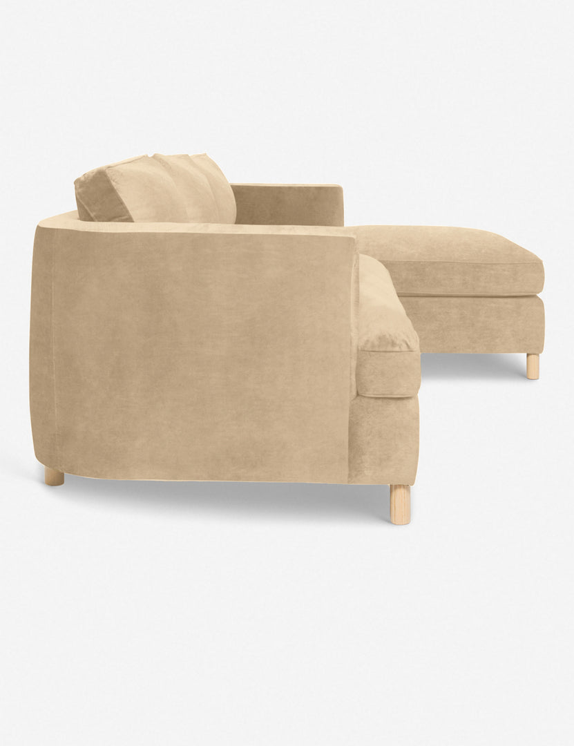 #color::brie-velvet #configuration::right-facing | Right side Belmont Brie Beige Velvet right-facing sectional sofa