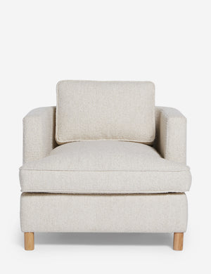 Belmont Taupe boucle accent chair by Ginny Macdonald with a curved back and oversized plush cushions