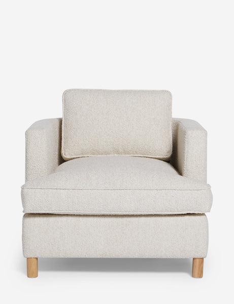 #color::taupe-boucle | Belmont Taupe boucle accent chair by Ginny Macdonald with a curved back and oversized plush cushions