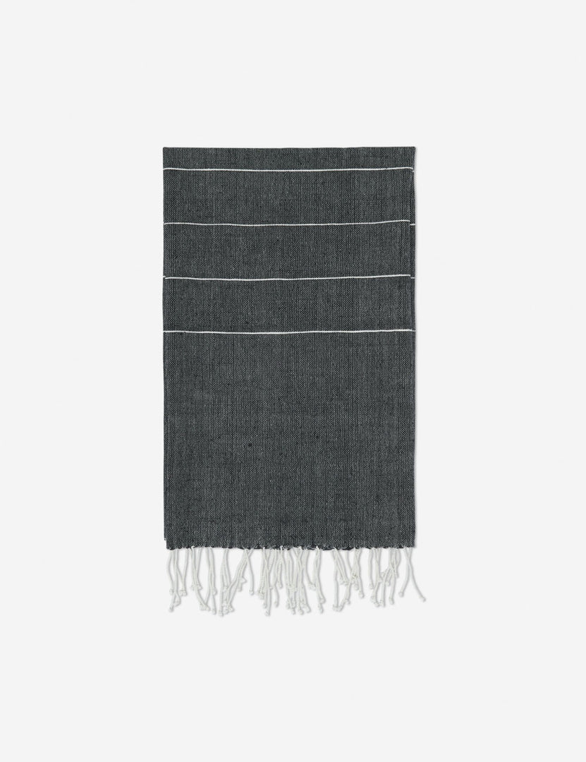 #color::onyx | Melkam onyx gray Hand Towel with fringed ends by Bolé Road Textiles