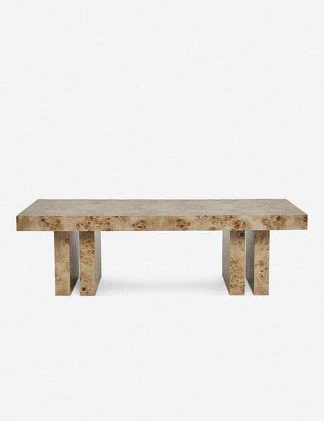 | Brisa rectangular burl wood coffee table with four legs