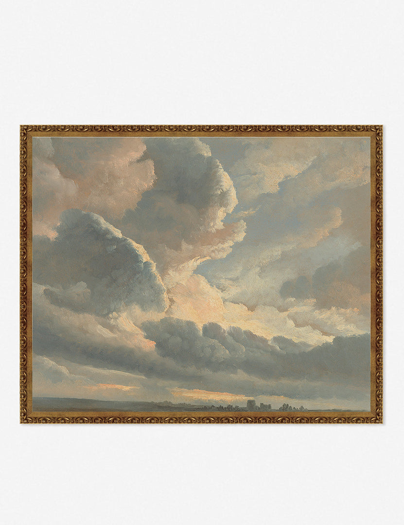 #size::16--x-13- #size::18--x-15- #color::gold #size::29--x-23- #frame-option::framed #color::- #size::27--x-22- | Gold framed Study of Clouds with a Sunset near Rome Wall Art by Simon Alexandre Clement Denis