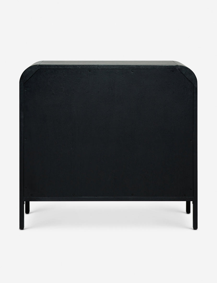#color::black | Back of the Brooke 3-drawer black oak dresser