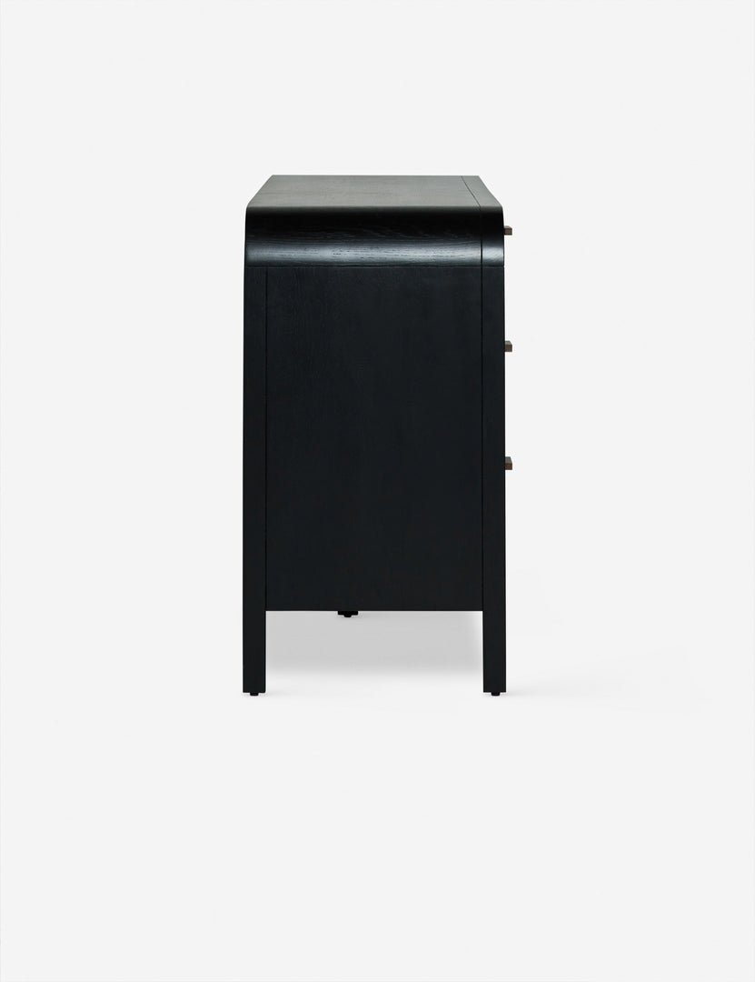 #color::black | Side of the brooke black oak 6-drawer rounded dresser