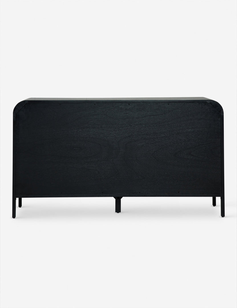 #color::black | Back of the brooke black oak 6-drawer rounded dresser