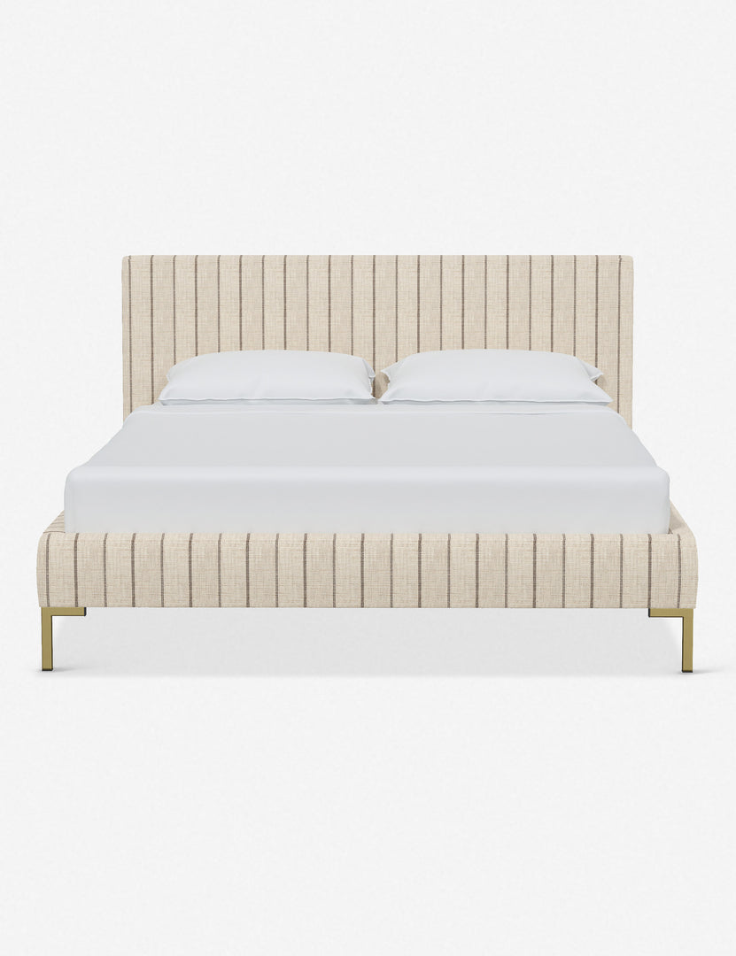 #color::natural-stripe #size::twin #size::full #size::queen #size::king #size::cal-king | Deva Natural Stripe platform bed with gold legs