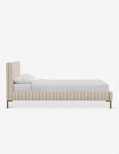 #color::natural-stripe #size::twin #size::full #size::queen #size::king #size::cal-king | Side of the Deva Natural Stripe platform bed
