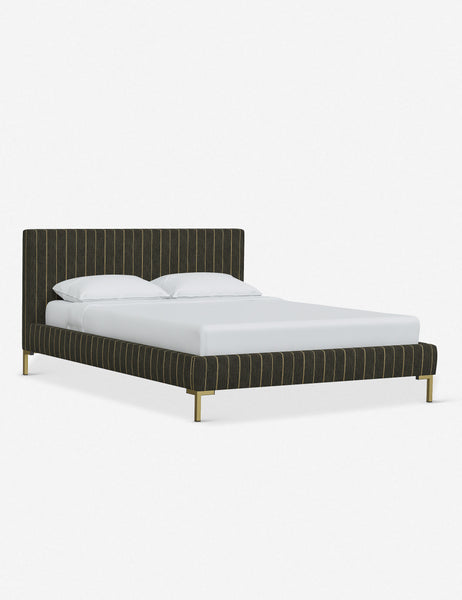 #color::peppercorn-stripe #size::twin #size::full #size::queen #size::king #size::cal-king | Angled view of the Deva Peppercorn Stripe platform bed