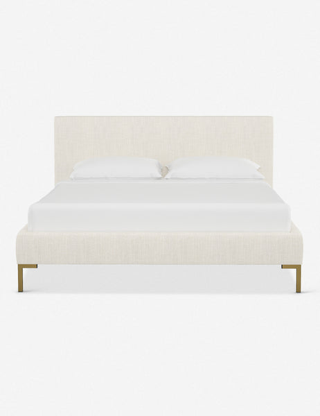 #color::talc-linen #size::twin #size::full #size::queen #size::king #size::cal-king | Deva Talc Linen platform bed with gold legs