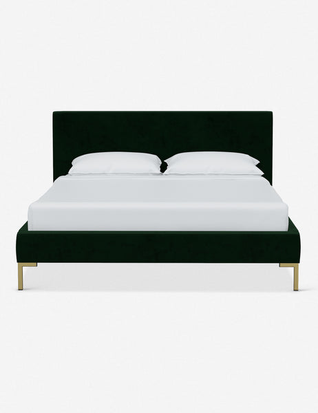 #color::emerald-velvet #size::twin #size::full #size::queen #size::king #size::cal-king | Deva Emerald Velvet platform bed with gold legs