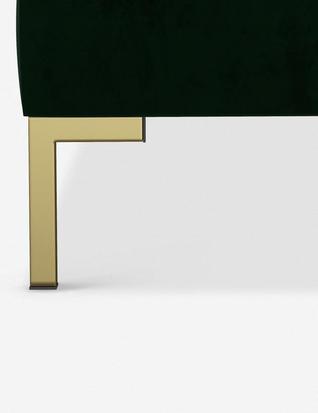 #color::emerald-velvet #size::twin #size::full #size::queen #size::king #size::cal-king | The golden leg on the Deva Emerald Velvet platform bed