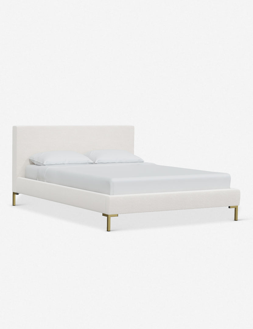 #color::snow-velvet #size::twin #size::full #size::queen #size::king #size::cal-king | Angled view of the Deva Snow Velvet platform bed
