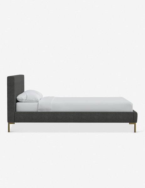 #color::charcoal-linen #size::twin #size::full #size::queen #size::king #size::cal-king | Side of the Deva Charcoal Linen platform bed