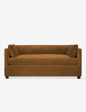 Lotte Cognac Velvet queen-sized sleeper sofa
