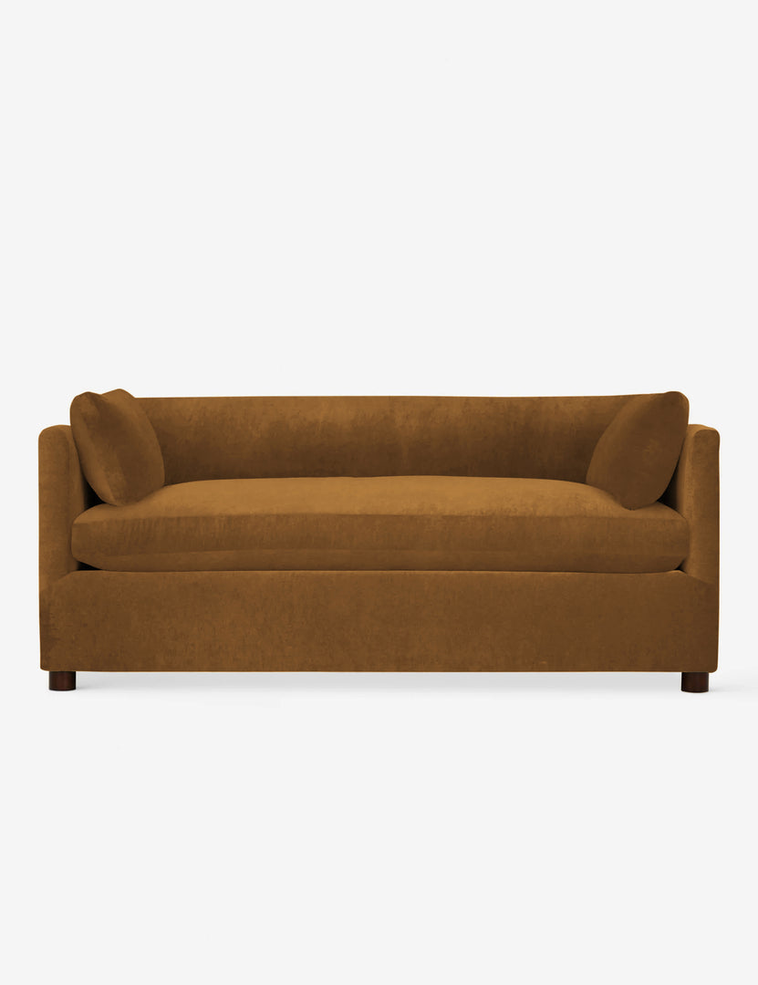 #color::cognac-velvet #size::queen | Lotte Cognac Velvet queen-sized sleeper sofa
