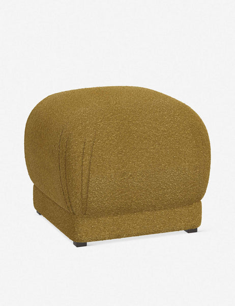 #color::ochre-boucle | Angled view of the Bailee Ochre Boucle ottoman