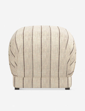 Bailee Natural Stripe upholstered ottoman with a pouf-like design and pleated corners