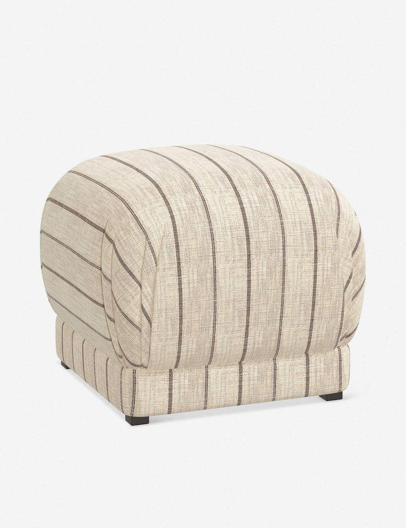 #color::natural-stripe | Angled view of the Bailee Natural Stripe ottoman
