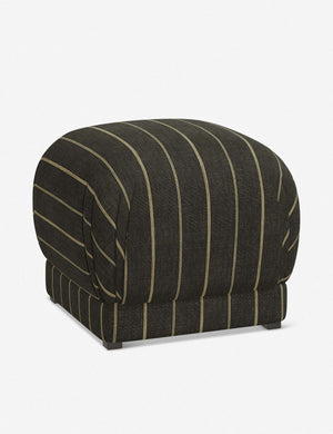 Angled view of the Bailee Peppercorn Stripe ottoman