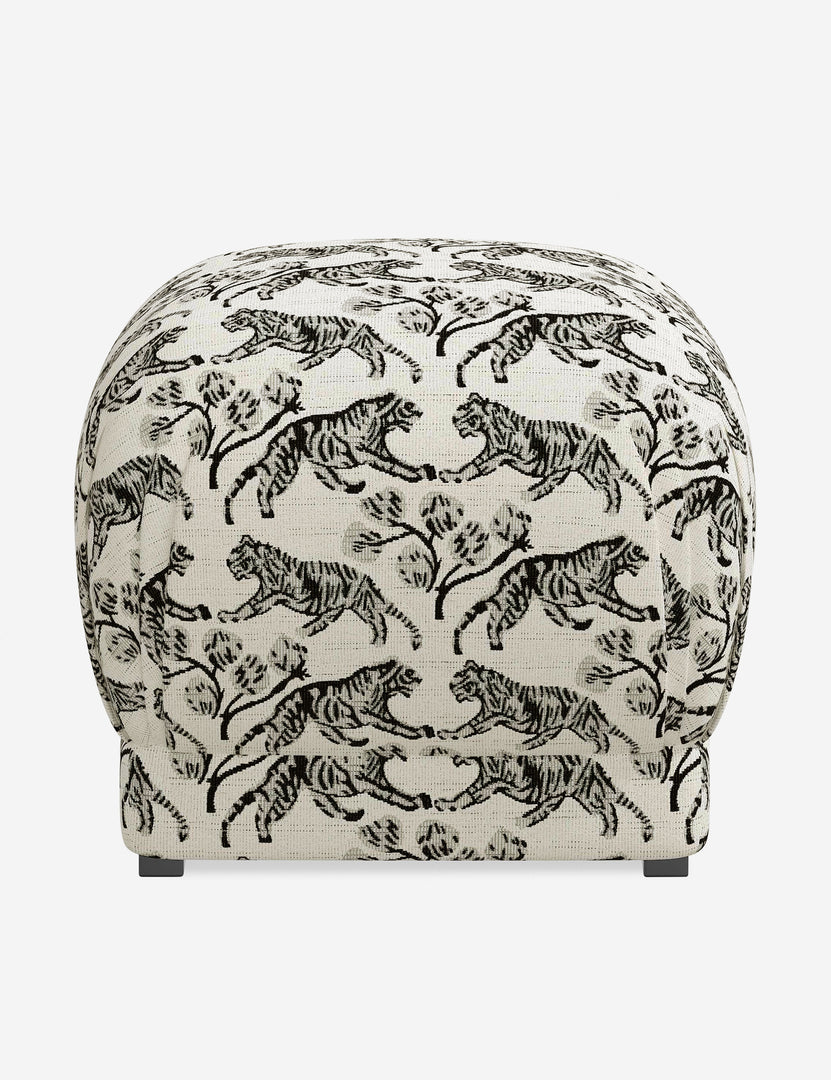 #color::tiger-ivory-by-sarah-sherman-samuel | Bailee Tiger Ivory upholstered ottoman with a pouf-like design and pleated corners by Sarah Sherman Samuel 
