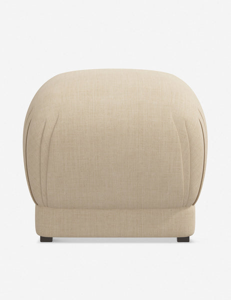 #color::natural-linen | Bailee Natural Linen upholstered ottoman with a pouf-like design and pleated corners