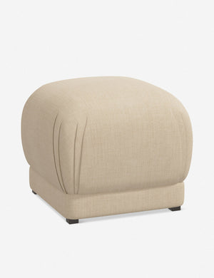 Angled view of the Bailee Natural Linen ottoman