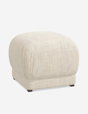 Angled view of the Bailee Talc Linen ottoman