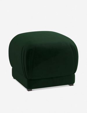 Angled view of the Bailee Emerald Velvet ottoman