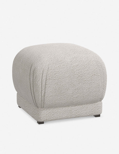 #color::moonlight-boucle | Angled view of the Bailee Moonlight Boucle ottoman