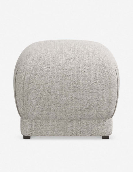 #color::moonlight-boucle | Bailee Moonlight Boucle upholstered ottoman with a pouf-like design and pleated corners