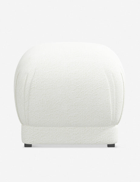 #color::white-boucle | Bailee White Boucle upholstered ottoman with a pouf-like design and pleated corners