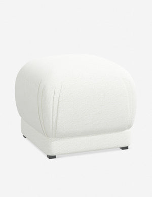 Angled view of the Bailee White Boucle ottoman